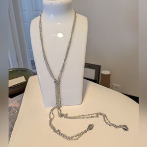 Statement Bolo Style Silvertone Multistrand Necklace